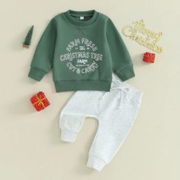 Pants Autumn Clothes Sets For Toddler Girls Boys Christmas Outfits Long Sleeve Sweatshirt Tops and Drawstring Pants Infant Suits