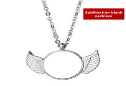 Angel Wing Necklace Sublimation Metal Necklace with Blank Aluminium Plate For DIY Custom Family Birthday Gift Jewellery Pendant with 5814400