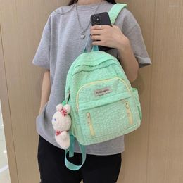 Backpack Students Solid Colour Nylon School Handbag Multi-Pocket Folds Lightweight Scratch Resistant Adjustable Outdoor Play