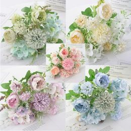 Decorative Flowers Beautiful Artificial Silk Fake Wedding Valentines Bouquet Bridal Decor Fashionable And Simple Room Living