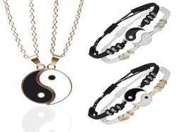 Pendant Necklaces 1 Set Tai Chi Couple For Women Men Friends Yin Yang Paired Pendants Charms Braided Chain Bracelet Necklace1677920