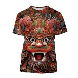 Animal Tiger Snake Totem 3d Printed T-Shirt Art Painting Fox Cow Graphic Round Neck Short Sleeve Casual Top T-Shirt Clothing