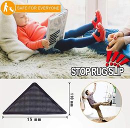 Bath Mats Reusable Black Rug Antiskid Sticker Washable Household Carpet Mat Grippers Tape Non Slip Stickers Home Bathroom Supplies