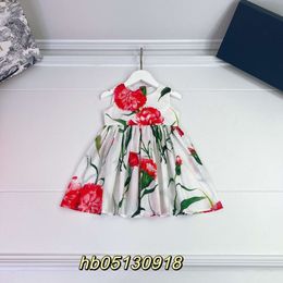 Basic & Casual Dresses Summer Children's Girls' Pure Cotton Large Flower Sleeveless Dress Tank Top Swing