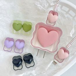 Multi-color 3D Heart Shaped Charger Protective Cover Cable Winder Love Charger Protector Set for Apple 20W Charger Adapter