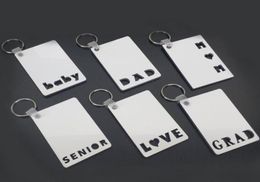 Sublimation Keychain LOVE GRAD DAD MOM SENIOR Key Chain Creative DIY Gift Blank MDF Keyrings 20pcs7480347