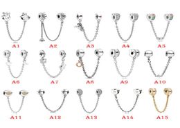 NEW 925 Sterling Silver Fit Charms Bracelets Safe Chain Rainbow Love Heart Crown Gold Charms for European Women Wedding Original Fashion Jewelry3984405