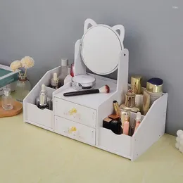 Storage Boxes Cosmetics Box Household Drawer-type Jewellery Organising Rack With Cosmetic Mirror High-profile Figure Skincare Shelves