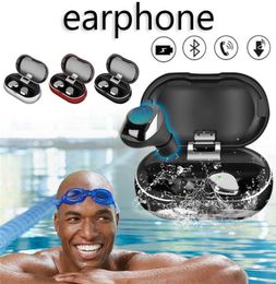 Metal TWS Bluetooth Earphone IPX7 Swimming Wireless Headset Sport Waterproof Earbuds Stereo Headphones with Charging Box3447175