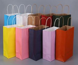 100pcs ship 13 Colour Fashion Hand Bags Length Handle Paper Bag Gift Packing 272111cm3023936