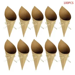 Party Decoration 100pcs Creative Vintage Kraft Paper Cylinder Confetti Cones Petal Candy Holder Wedding Supplies Decor