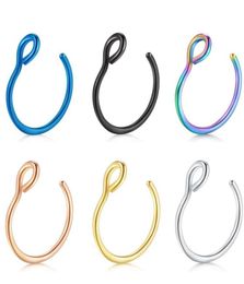 Nose Rings Hoop 20 Gauge Non Piercing Stainless Steel Fake Septum Nose Studs Piercings lage Earring Body Jewelry1566591