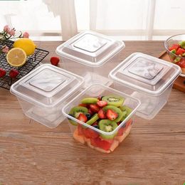 Disposable Cups Straws 10pcs Net Red Square Lunch Box 1250ml 1750ml 2000ml Transparent Packaging Salad Fruit Food Container With Lids