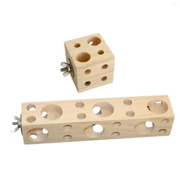 Other Bird Supplies Chew Toy Decorative Foraging Standing Durable Hollow Holes Easy To Instal Portable Wooden Block For African Grey
