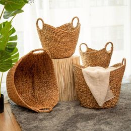 Laundry Bags Nordic Rattan Dirty Clothes Storage Basket Straw Home Woven