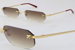 2022 New Selling Fashion Metal Rimless Sunglasses 18K Gold Male and Female Leopards Sun Glasses Shield Retro Design Eyeglasses Man1991100