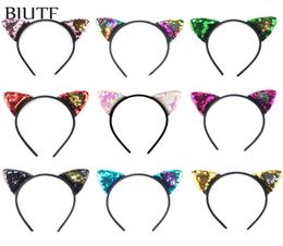 20pcslot Plastic Headband with 24039039 Reversible Sequin Embroidery Ear Cat Fashion Hairband Hair Bow Accessories HB068 C9441016