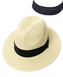 Summer Hat Women Panama Straw Hat Fedora Beach Vacation Wide Brim Visor Casual Summer Sun Hats for Women5368432