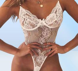 Women039s Jumpsuits Rompers Colours Sexy Lace Bodysuit High Leg Lingerie Suits One Piece See Through5691209