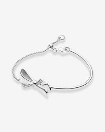 925 Sterling Silver BOW Slider Bracelet Women Girls summer Jewellery with Original box for Bow Knot Bracelets4397592