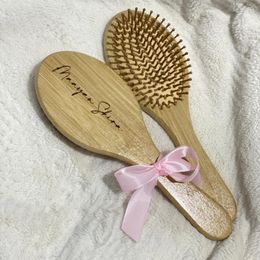 Party Decoration Personalized Wooden Hair Brush For Girls Engraved Bamboo Hairbrush Dance Team Gift Valentine Birthday Teenage