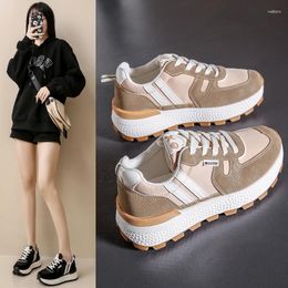 Casual Shoes Women Luxury Sports Spring Autumn Mesh Color Block Trendy Soft Sole Platform Sneakers Zapatos De Mujer