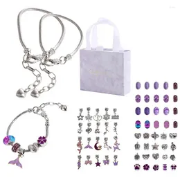 Storage Bags Charm Bracelet Making Kit Beaded Set With Box For Girls Beads Bangle Beginners
