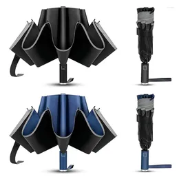 Umbrellas Automatic Car Reverse Umbrella Wind Protective Travel 12 Bone Portable Compact With Safety Reflective Strip