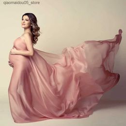 Maternity Dresses Soft chiffon fabric maternity photography props dress studio shooting accessories transparent sheer simple pattern fabric Q240413