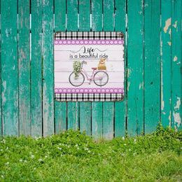 Bike with Basket and Rabbit Tin Plaque Like is A Beautiful Metal Sign Rust Metal Plate Sign Holiday Party Gift Funny