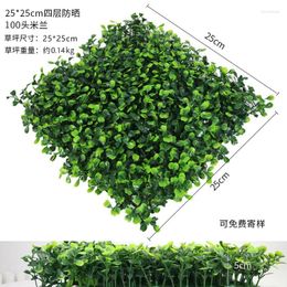 Decorative Flowers Four-Layer Sunscreen 100 Milan Grass 25 By 25Cm Simulation Plant Wall Plastic Fake Lawn Viewing Turf