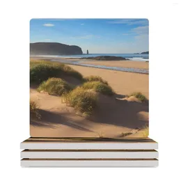 Table Mats Sand Dunes At Sandwood Bay Ceramic Coasters (Square) For Coffee Mugs Cup Set Pads Kawaii