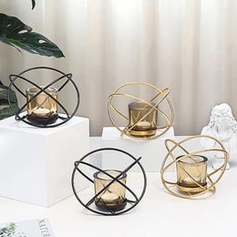 Candle Holders Gold Black Wrought Iron Geometric Stand Home Decoration Metal Crafts Candlestick Wedding