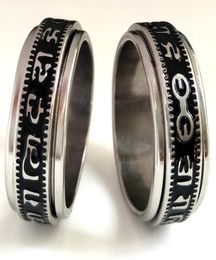 20pcs Retro Carved Buddhist Scriptures The Six Words Mantra Spin Stainless Steel Spinner Ring Men Women Unique Lucky Jewelry B7171226