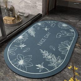 Bath Mats Modern Water Absorbent Carpet Non-slip Entrance Bathroom Doormat Quick Drying Rug Home Easy To Clean Toilet Oval Mat