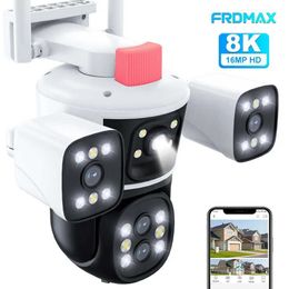 IP Cameras 16MP 8K HD Wifi IP Camera Four Lens Three Screen 10X Zoom Outdoor PTZ Security Camera Auto Tracking Security Protection CCTV Cam 240413