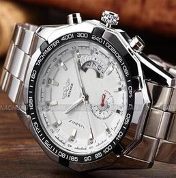 2022 Winner Skeleton Automatic Mechanical Watch Men Date Mechanical Watches Small Seconds Wristwatch293V1620856