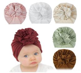 18 Colours infant toddle flower caps kids designer hats Headbands hat Bandanas baby girl hair accessories children turban cap3675708