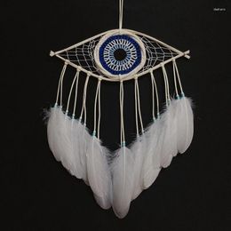 Party Decoration Evil Eye Rattan Crochet Dream Catcher Feather Handmade Wall Pendant Decorations Gifts