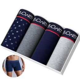 4pcs Print Mens Panties Brand Underwear For Male Underpants Lots Underware Sexy Cotton Boxershorts Man Boxers Family 240412