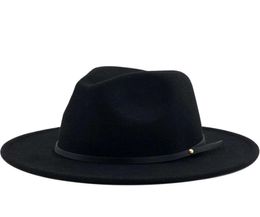 Simple Women Men Wool Vintage Gangster Trilby Felt Fedora Hats With Wide Brim Gentleman Elegant Lady Winter Autumn Jazz Caps4687787855946