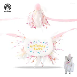 Dog Apparel Birthday Decoration Pet Saliva Towel Creative Cute Bib Hat Set Puppy Kitten Suitable For Party Casual