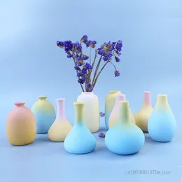 Vases Nordic Modern Spray Painting Gradient Ceramic Dry Flowers Living Room Bedroom Dining Decoration Frosted Small