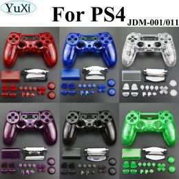 Cases YuXi for PS4 Full Housing V1 Controller Shell Case Cover Mod Kit buttons For PS4 Replacement Transparent Clear