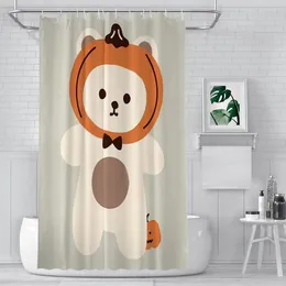 Shower Curtains Wearing A Pumpkin Bathroom Bear Waterproof Partition Curtain Designed Home Decor Accessories