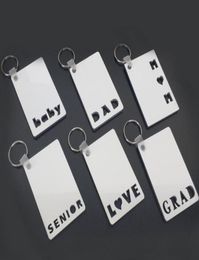 Sublimation Keychain LOVE GRAD DAD MOM SENIOR Key Chain Creative DIY Gift Blank MDF Keyrings 20pcs3691825