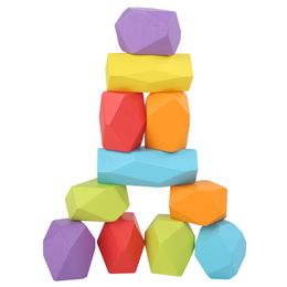 Rainbow Wood Balancing Stacking 11 Stones Eco-Friendly Stacking Stones Educational Learning Building Block