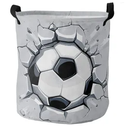 Laundry Bags Football Wall Broken Dirty Basket Foldable Round Waterproof Home Organiser Clothing Children Toy Storage