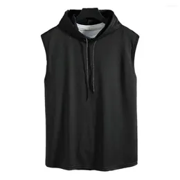 Men's Tank Tops Shirt Vest Hooded Hoodie Polyester Sleeveless Summer Top Undershirt Workout Bodybuilding Men Muscle Daily