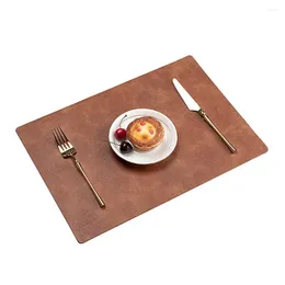 Table Mats Waterproof Placemat Stylish Rectangular Placemats Heat Resistant Anti-slip Easy To Clean Cowhide Pattern For Party